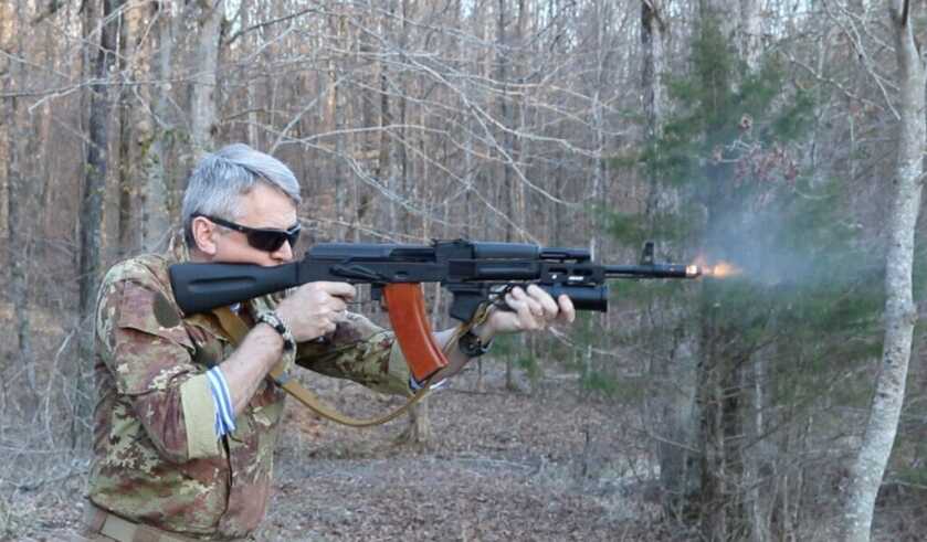 man shooting The 5.45x39mm AK-74