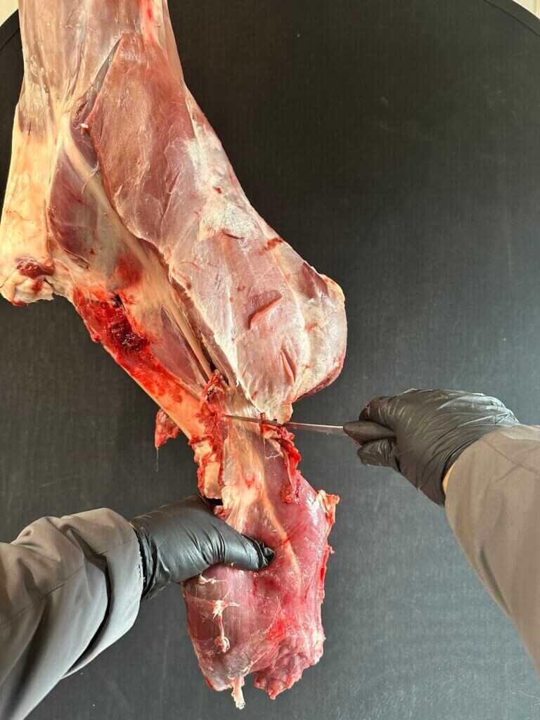 Cutting the top sirloin and freeing it from the bone