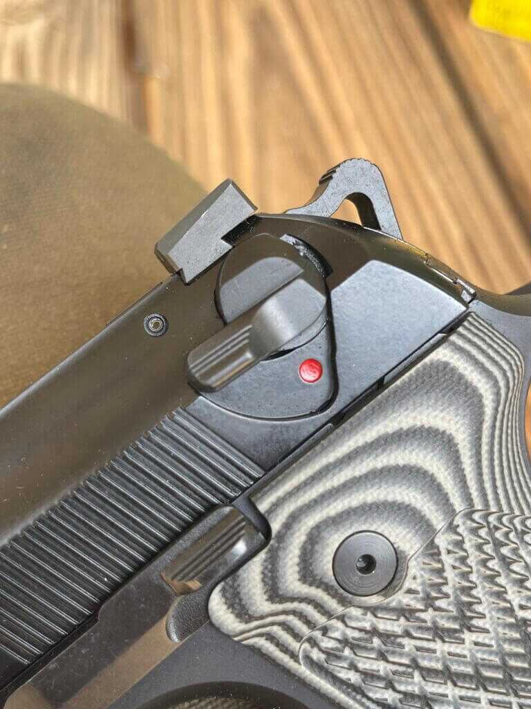 Decocking lever on the Wilson/Beretta handgun