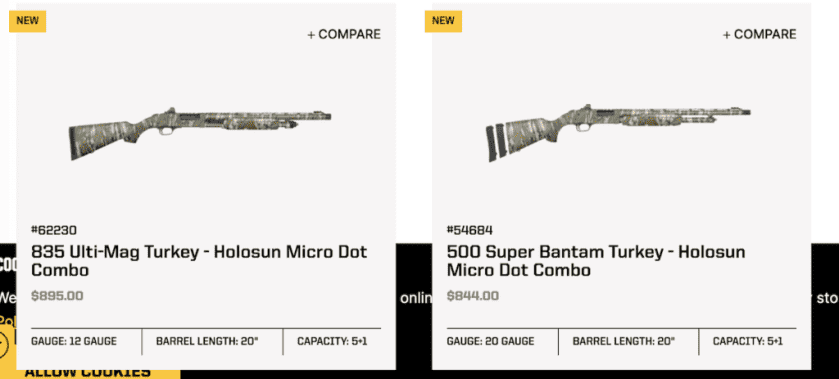 New Mossberg 500 and 835 Ulti-Mag Turkey Shotguns with Holosun Sights Two new shotguns from Mossberg.