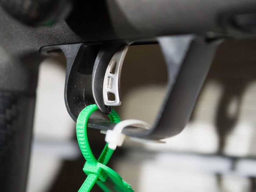 Close up view of the trigger.