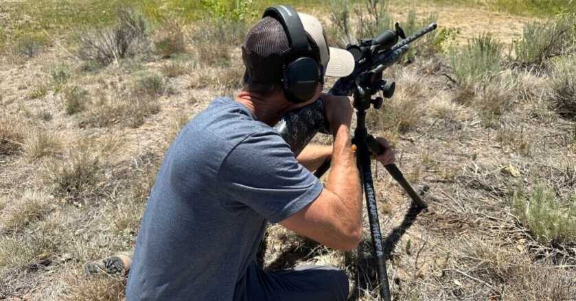 Man shooting X-Bolt 2 Pro in sagebrush