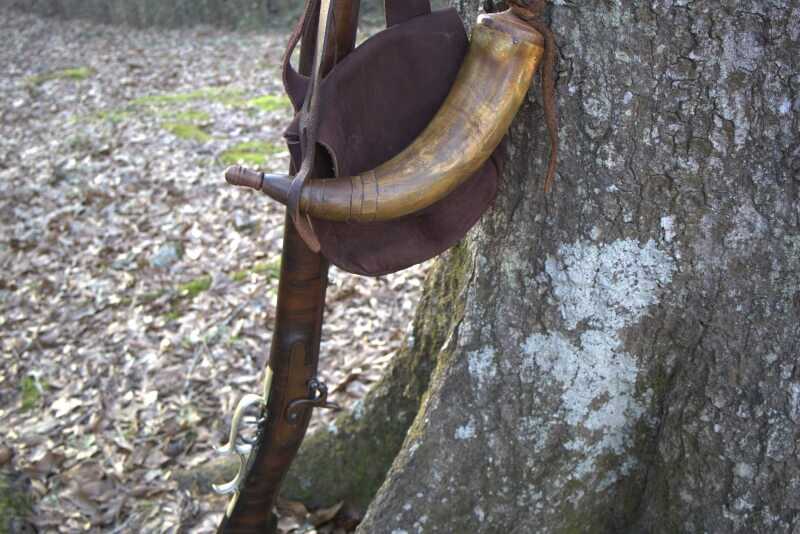 muzzleloader squirrel rifle with hunting pouch 