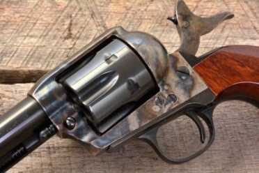 Cowboy Time Machine: Uberti Replaces SAA Transfer Bar w/Glock Style Floating Pin - Cattleman II Review The Uberti Cattleman II, as with all Uberti SAA models, have the Colt’s Patent dates stamped on the lower left of the color casehardened frame.