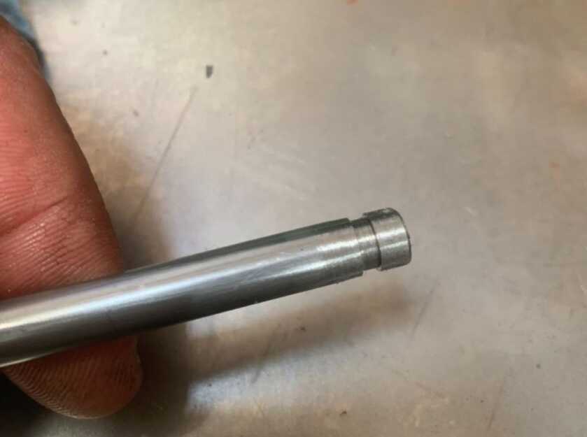 Relining a Barrel, Or How to Make a Barrel Like New Again Barrel liners have something to mark the chamber end. This one has a groove.