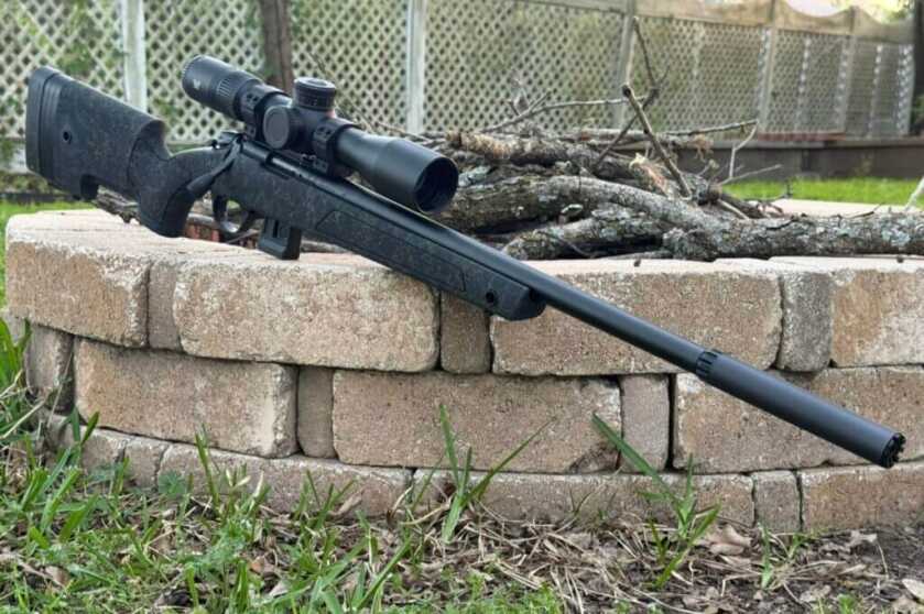 Bergara BMR-X Steel near a fire pit