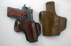 Para 1911 Elite Commander—Gun Review There’s a world of holsters available for the 1911. Here are two reasonably priced quality leather holsters. The one on the left with the gun in it is a right handed Extreme cross-draw made by Mernickle Holsters in Fernley, Nevada. The holster on the right is a left handed strong side Predator model made by Wright Leather Works in Green Springs, Ohio.