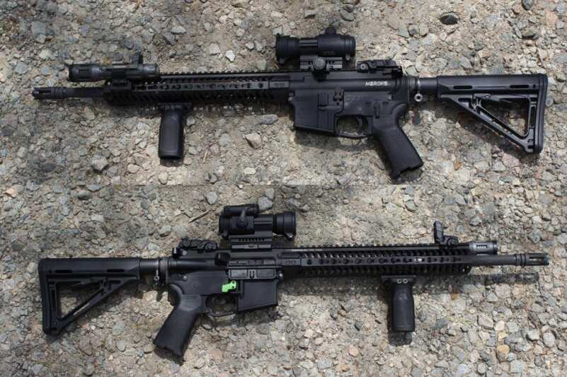  This is what the rifle looks like in its close-to-finished state. I’d still like an extension on the stock and a larger charging handle. 