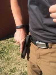 Solving Problems One Hand at a Time When a stiff surface is needed to rack a slide on a handgun, why not have one that also distributes the weight of the gun evenly while holding your pants up in style. The belt shown is the Ares Gear Aegis Enhanced belt.