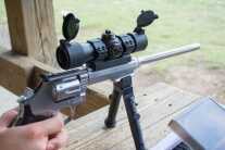 Shooting from the bench, making use of the bipod.