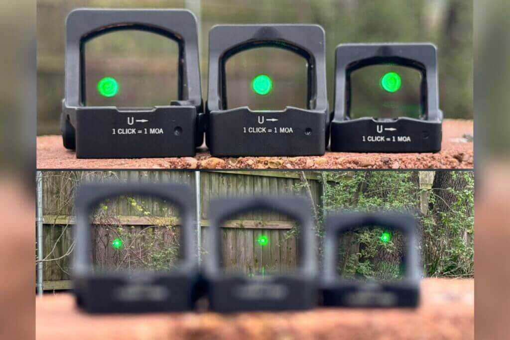 optics lined up with view of green dot in reticle 