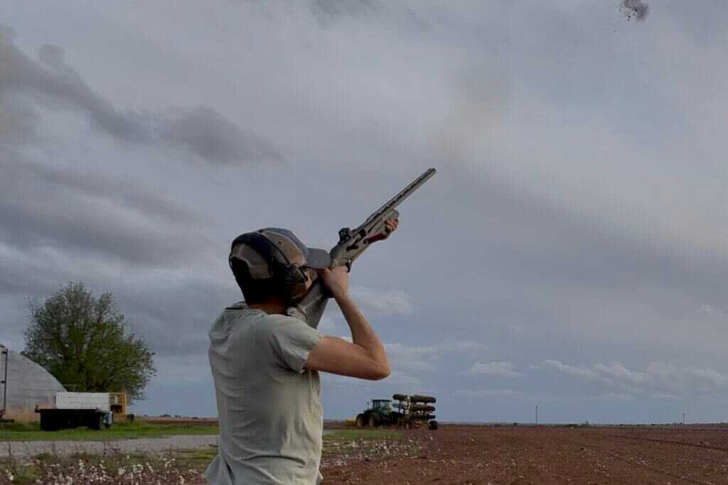 Benelli Super Black Eagle 3 A.I. BE.S.T. breaking clays during range testing
