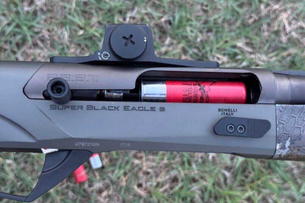 Benelli SBE3 A.I. BE.S.T. chambered for up to 3 and 1 half inch 12-gauge shells