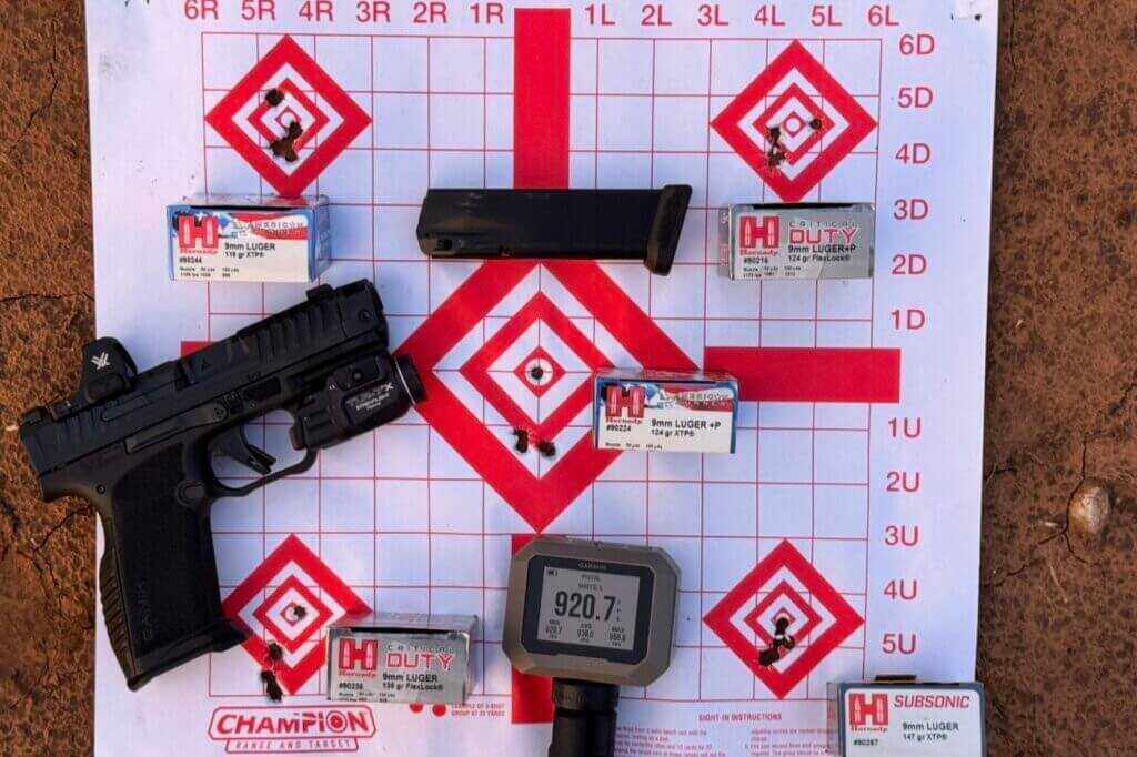 CANiK PRIME RADIAN 10-yard accuracy groups with Hornady defensive ammunition