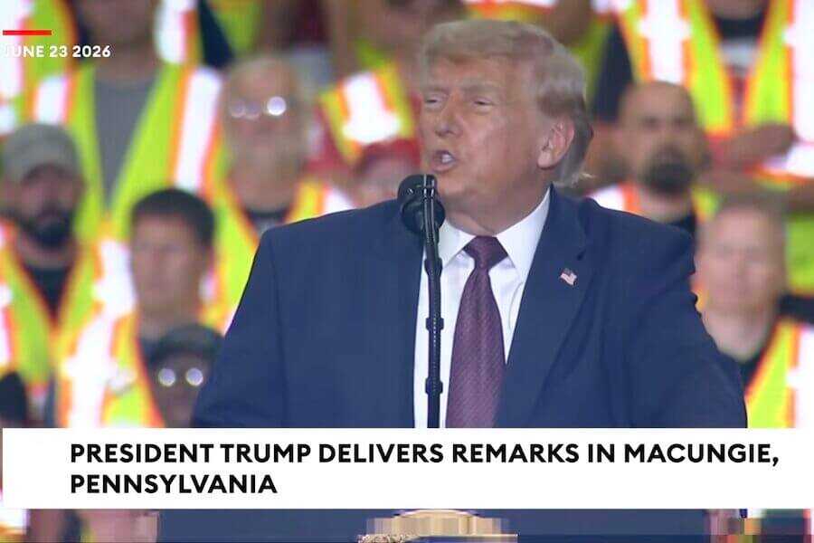President Donald Trump speaks at a campaign rally in Macungie, Pennsylvania, where he voiced support for national right-to-carry legislation.