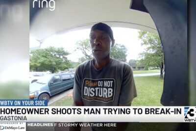 Doorbell camera captures the suspect moments before he allegedly attempted to break into a 75-year-old homeowner's residence in Gastonia, North Carolina.