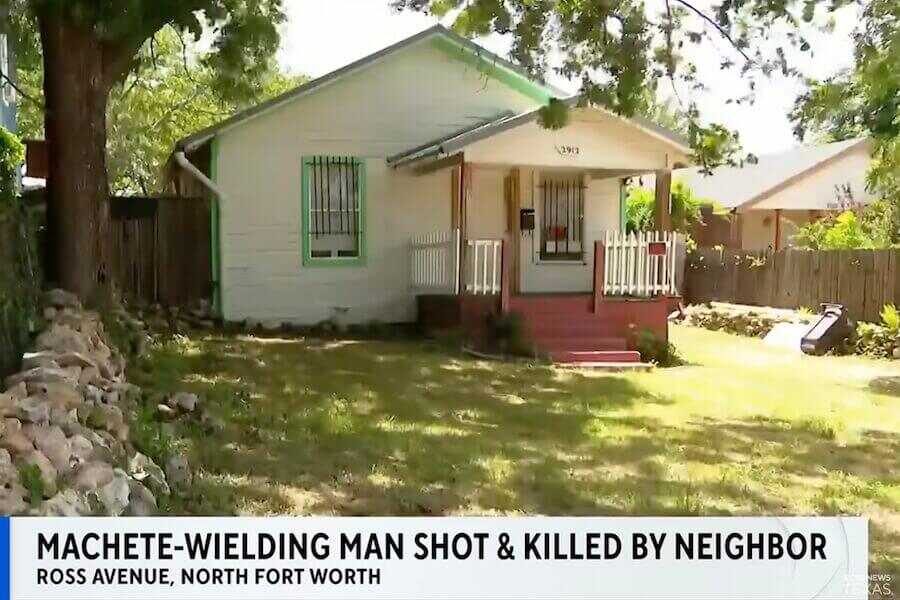 Home on Ross Avenue in Fort Worth, Texas, where a homeowner shot and killed a machete-wielding man while intervening to protect a woman, according to police.