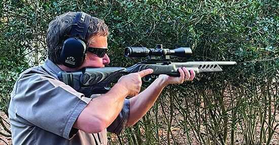 Discontinued Ruger 10/22 Target with laminated thumbhole stock and lightweight bull barrel