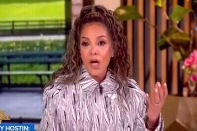 Sunny Hostin speaks during an episode of The View while discussing why seeing neighborhoods filled with American flags makes her feel unsafe.