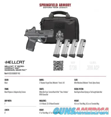 Springfield Hellcat OSP .380 Gear Pack w...