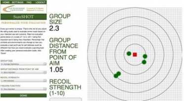 Littlestone Ammunition Sample Pack and SureSHOT Review Ammunition evaluation criteria can be customized to your preferences and weighted appropriately. The zoom feature lets you plot the impact point of each shot on the target, and SureSHOT calculates the group size and variance of point of aim vs. point of impact.