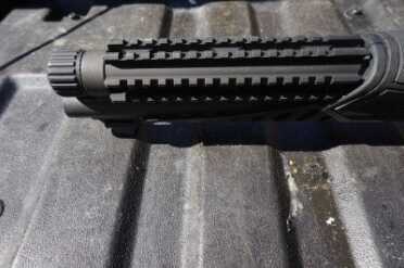 Benelli M4 Raven Stock from ATI The rail is three sided, which allows for multiple attachments.