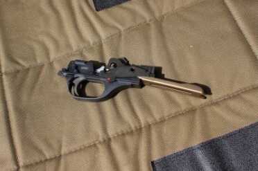 Benelli M4 Raven Stock from ATI The trigger assembly on the Benelli.