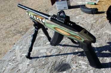 The new Ruger Chargers come in a brown laminate Standard version, and this Green Mountain Laminate Takedown version.