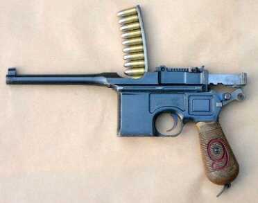 It is exactly the size and weight of the original, which came in a proprietary Mauser caliber and 9mm. 