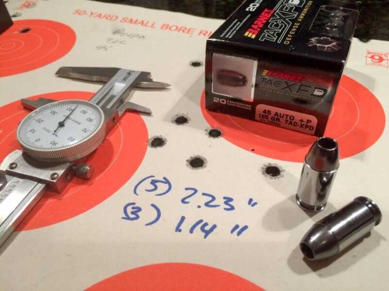 Ammo Test: Barnes TAC-XP .45 ACP +P Considering my not-so-hot eyesight, 25-yard accuracy was excellent.