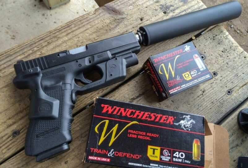 Ammo Test: Winchester Train and Defend .40 S&W We tested the .40 S&W Winchester Train and Defend in several different guns including this suppressed Glock.