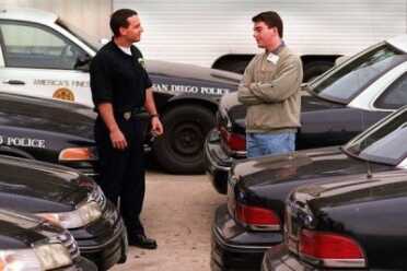 Jordan Omens, left, at the police academy. (Photo: Union-Tribune file)
