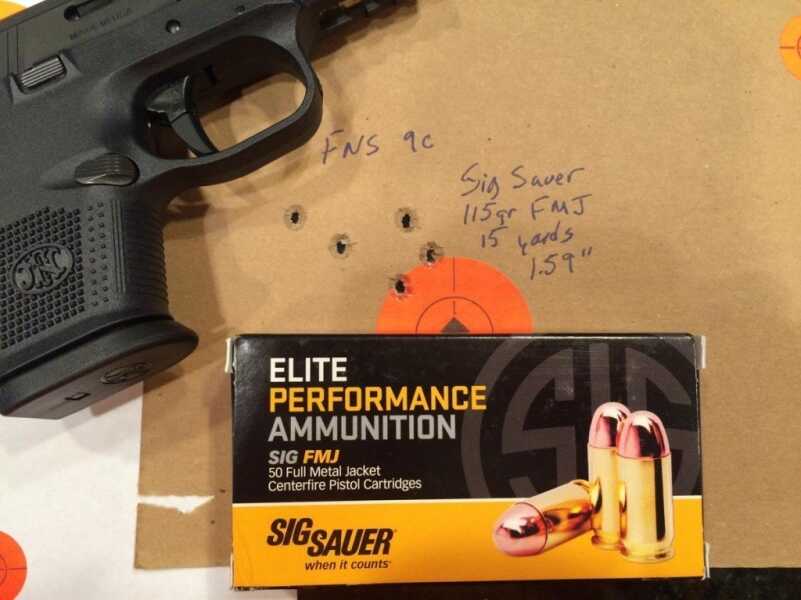 Ammo Test: Sig Sauer’s .45 ACP and 9mm FMJ I also used the 9mm load with the new FNS-9 Compact pistol.