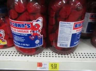Prepping 101: Survival Food by the Numbers - It's About Calories Silly! Most Walmarts have this jar of pickled sausage. It is a total of 4,760 calories, This is still double the "high calorie per dollar" survival food at 497 calories per dollar.