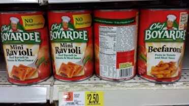 Prepping 101: Survival Food by the Numbers - It's About Calories Silly! Name brand mini-ravioli has 1,125 calories per $2.50 can. That is 450 calories per dollar.
