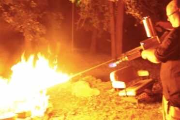 The XM42 Flamethrower-What Freedom Looks Like You can use the XM42 for backyard fun, if there are no local restrictions. Just use the obvious caution.