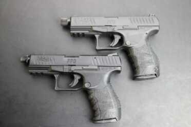 Walther’s American Pistols Centerfire versions of the threaded barrels on the PPQ. The only thing missing from these are suppressor height sights.