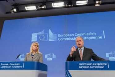 Paris Attacks Precipitate Death Blow to Gun Rights Across EU Internal Market and Industry Commissioner Elżbieta Bieńkowska, on the left and Migration, Home Affairs and Citizenship Commissioner Dimitris Avramopoulos, on the right who said about the gun-control package, "The adoption of the firearms package today is proof of the Commission's determination to address the new reality we are confronted with. We need to remove regulatory divergences across the EU by imposing stricter, harmonised EU standards for firearms and ensuring efficient exchange of information between Member States."