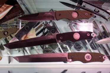 Hoffner’s 'Beast': One Hell of a Fixed Blade — Shot Show 2016 A couple of Beasts on the bottom and a Hoffner folder on top.