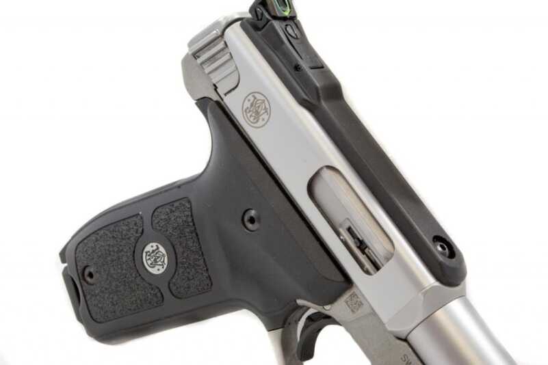 We Shoot the New Smith & Wesson Victory .22 LR Pistol The receiver is fixed in position while the bolt is charged from the back.