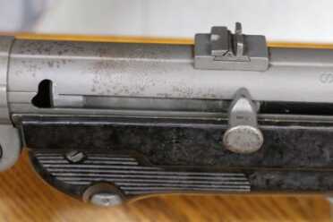 The Legacy of the MP40--Full Auto Review Bolt in fire position.