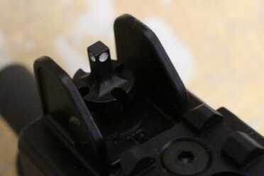 The IWI UZI Pro SB--THE 21st Century UZI Front sight, adjustable for height.