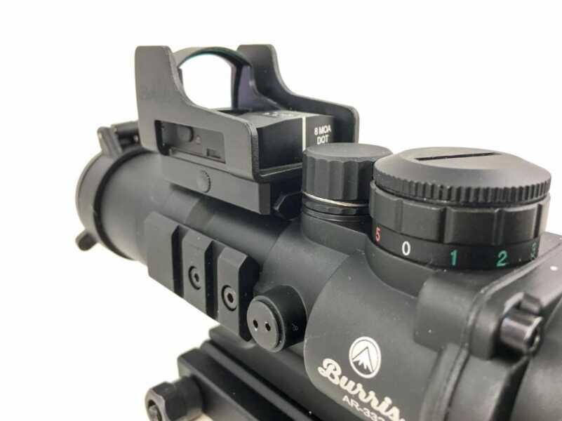 Optics Buying Guide: Iron Sights, Red Dots, and Scopes With new optics mounts and super small red dot sights, you can always choose magnification and red dot sights. This AR-332 is a fixed 3x optic that accepts a Burris FastFire 3 mount on the top. Just tilt you head up and down to quickly switch between sighting options.