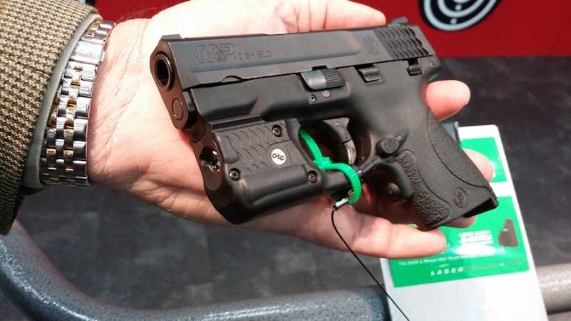 The new Laserguard Pro from Crimson Trace combines a compact laser unit with an integrated white light for the ultimate in illumination and targeting with your pocket pistol. Shown equipped on a Smith & Wesson Shield pistol. 