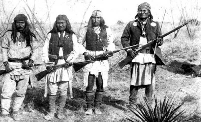 Record-Setting Rifle Sells for .2 Million -- 'The Prize for Capturing Geronimo' Apache_chieff_Geronimo_(right)_and_his_warriors_in_1886