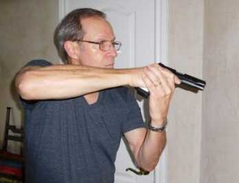 Can Center Axis Relock Save Your Life? Bringing the muzzle down from the Extended position to what is referred to as the Combat High gives you a good room-clearing position. If possible retreat to a safe place, of course, and call law enforcement. But if you have loved ones you have to protect, this is a good position to use while moving through the house.