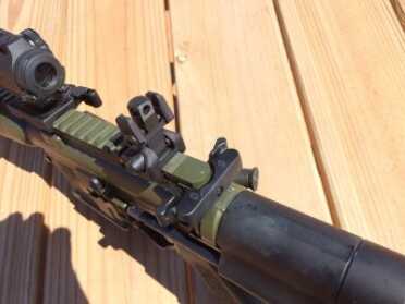LWRC IC-PDW—5.56mm Close Quarters Combat System The IC-PDW came with the company's "Skirmish" rear sight unit.