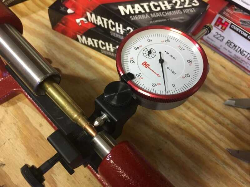 #Reloading: Straight Bullets = Accurate Ammo - Hornady Bullet Concentricity Gauge (Deal of the Week) Here's one of the Norma Match-223 rounds that I "bent" to about 5/1000ths off center.