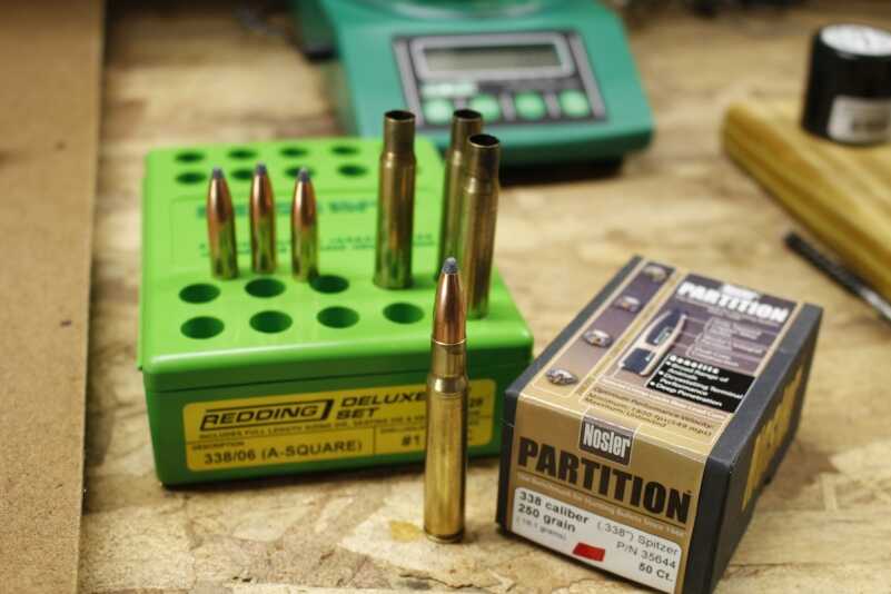 It’s easy to make .338-06 A-Square cases from .30-’06 brass; one pass through the Redding resizing die and you’ve got it!