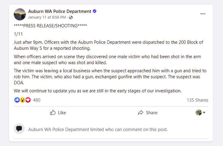 Washington Man Survives Shootout During Robbery Attempt Washington Man Survives Shootout During Robbery Attempt